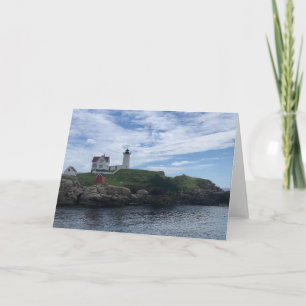 Tarjeta Faro de Nubble Foto Saludo en blanco