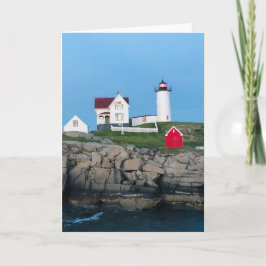 Tarjeta Faro de Nubble Foto Saludo en blanco