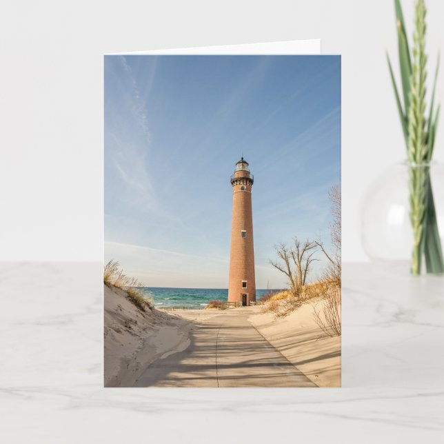 Tarjeta Faro Little Sable Point en el lago Michigan (Anverso)