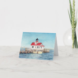 Tarjeta Faro Notecard de la isla de Roanoke