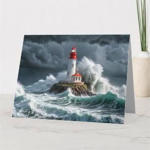 Tarjeta Faro Ocean Storm Majestic Wave poderosa