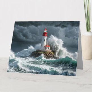 Tarjeta Faro Ocean Storm Majestic Wave poderosa