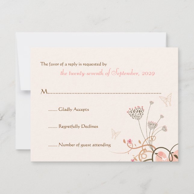 tarjeta Fatfatin Sweet Heart Butterfly Swirls RSVP (Anverso)