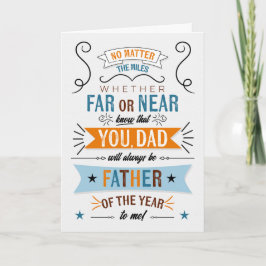 Tarjeta Father's Day Across the Miles Typography