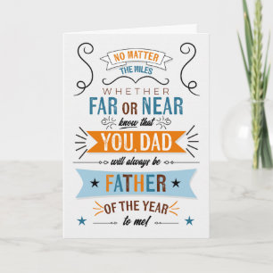 Tarjeta Father's Day Across the Miles Typography