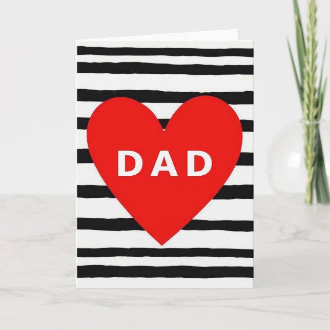 Tarjeta Fathers Day Dad Striped Heart Card (Anverso)