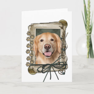 Tarjeta Fathers Day - Stone Paws Golden Retriever - Corona
