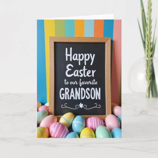 Tarjeta Faux Chalkboard Grandson Easter Card (Anverso)