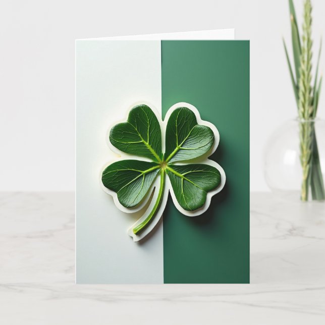 Tarjeta Faux Gold Clover Good Luck Card (Anverso)