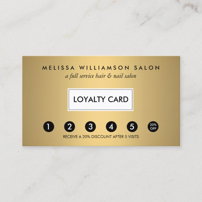 Tarjeta Faux Gold de fidelidad simple para cliente (Anverso)