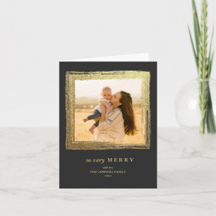 Tarjeta Faux Gold Frame Holidays Navidades Foto Carbón