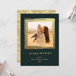 Tarjeta Faux Gold Frame Holidays Navidades Foto Evergreen