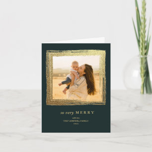 Tarjeta Faux Gold Frame Holidays Navidades Foto Evergreen