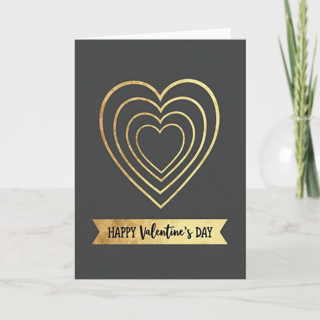 Tarjeta Faux Gold Hearts Valentines Day Card (Anverso)
