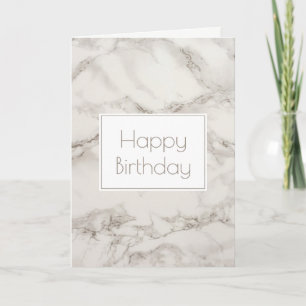 Tarjeta Faux Marble Alabaster en Taupe Feliz cumpleaños