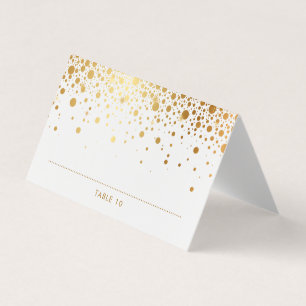 Tarjeta Faux Relieve metalizado dorado Confetti Dots Boda