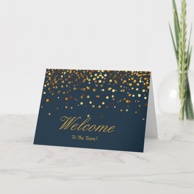 Tarjeta Faux Relieve metalizado dorado Confetti Elegantes  (Anverso)
