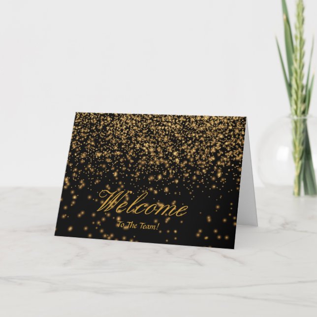 Tarjeta Faux Relieve metalizado dorado Confetti Elegantes  (Anverso)
