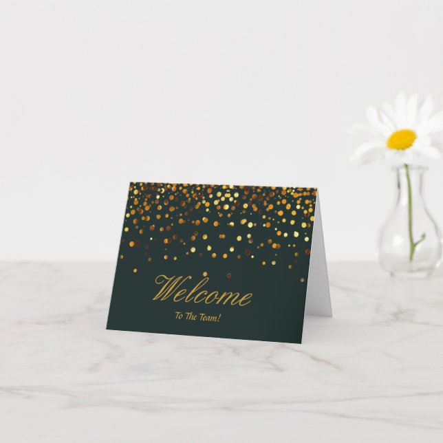 Tarjeta Faux Relieve metalizado dorado Confetti Elegantes  (Planta pequeña)