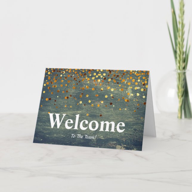 Tarjeta Faux Relieve metalizado dorado Confetti Elegantes  (Anverso)