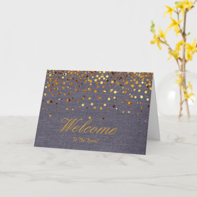 Tarjeta Faux Relieve metalizado dorado Confetti Elegantes  (flor amarilla)