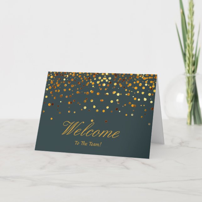 Tarjeta Faux Relieve metalizado dorado Confetti Elegantes  (Anverso)
