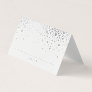 Tarjeta Faux Relieve metalizado plateado Confetti Dots Bod