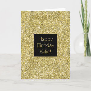 Tarjeta Faux Sparkle Gold Purpurina Cumpleaños