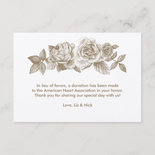 Tarjeta favorita de esbozo Rosa en Sepia (Anverso)