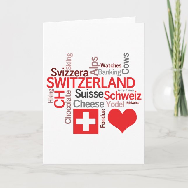 Tarjeta Favorite Swiss Things - I Love Switzerland (Anverso)