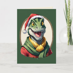 Tarjeta Favoritos divertidos de animales de Navidad - Dino