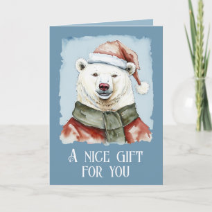 Tarjeta Favoritos divertidos de animales en Navidad - Oso