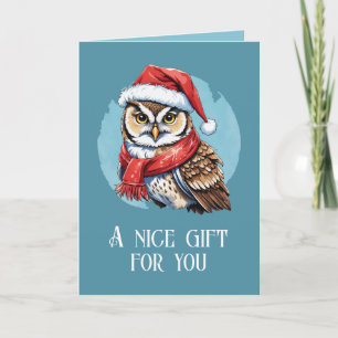Tarjeta Favoritos divertidos de Navidad de animales - Búho