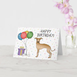 Tarjeta Fawn Italiano Greyhound Cartog Perro feliz cumplea