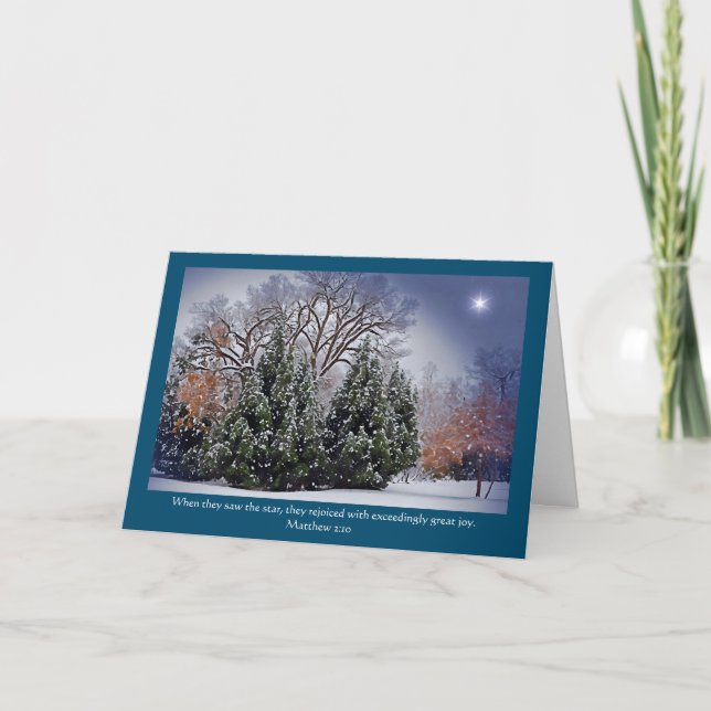 Tarjeta Fe Biblia Verse Snow Star Navidades de vacaciones (Anverso)