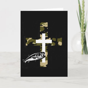 Tarjeta Fe Camuflaje De Pesca De Creencia Cruz Con Gancho 
