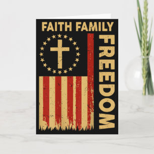 Tarjeta Fe Cristiana Patriótica en la Espalda Familia Dom 