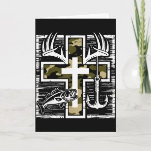 Tarjeta Fe Cruz de Camuflaje de Pesca de Caza con Gancho B
