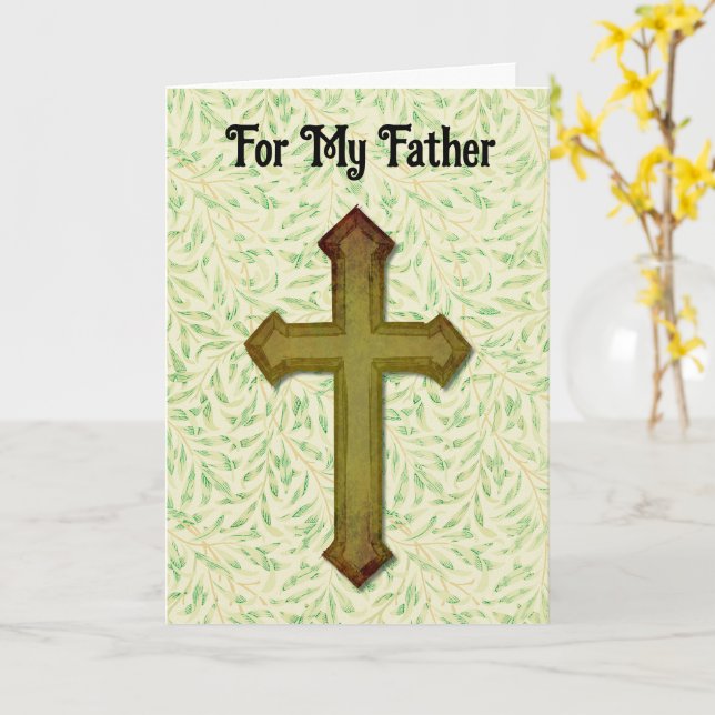 Tarjeta Fe Cruza el Día del Padre Padre Padre Dios (flor amarilla)