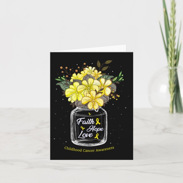 Tarjeta Fe del Cáncer Infantil Amor Esperanza Flor Jar Awa (Anverso)