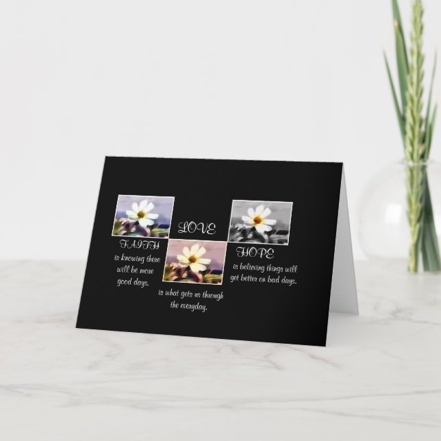 Tarjeta fe, esperanza y amor floral (Anverso)