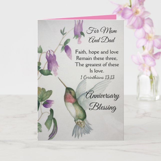 Tarjeta Fe Espero Amar A Mamá Papá Aniversario Bendiciendo (Orquídea)