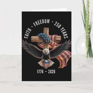 Tarjeta Fe Libertad 250 Años 1776-2026 Cruz Cristiana