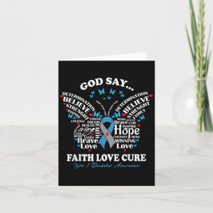 Tarjeta Fe Love Cure Butterfly T1d Diabetes Tipo 1 Awar