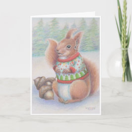 Tarjeta fea de la ardilla del suéter del navidad