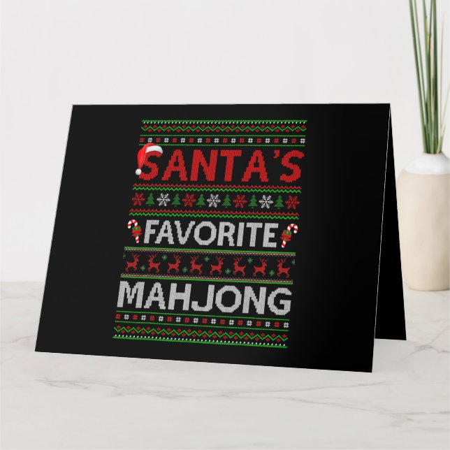 Tarjeta Fea Navidad alumbrando amigos favoritos de Mahjong (Anverso)