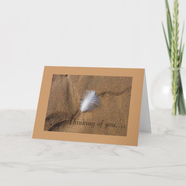 Tarjeta Feather on Sand Blank Thinking of You Card (Anverso)