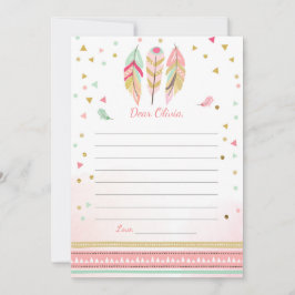Tarjeta Feathers Boho Tribal Guestbook Cards Time Capsule