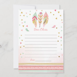 Tarjeta Feathers Boho Tribal Guestbook Cards Time Capsule