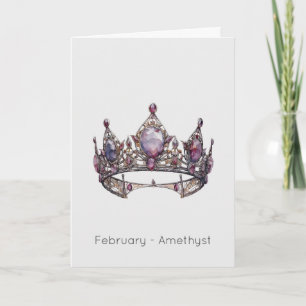 Tarjeta Febrero Birthstone Amethyst Happy Birthday Card